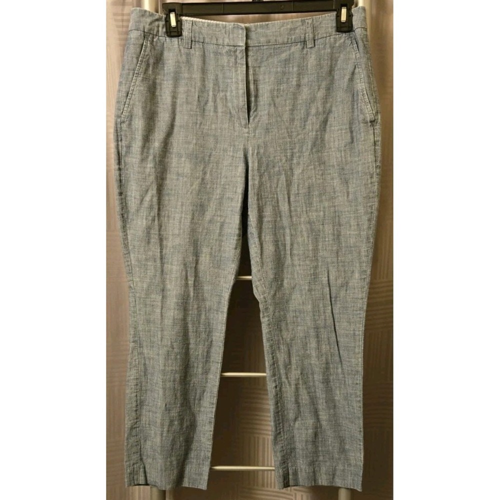 Lands End Mid-Rise Straight Blue Chambray Crop Capri Pants Size 12 Classic 34x25